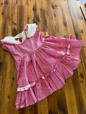Vtg A Sunny Togs Original Little Girls Dress Peter Red & White Peter Pan Collar